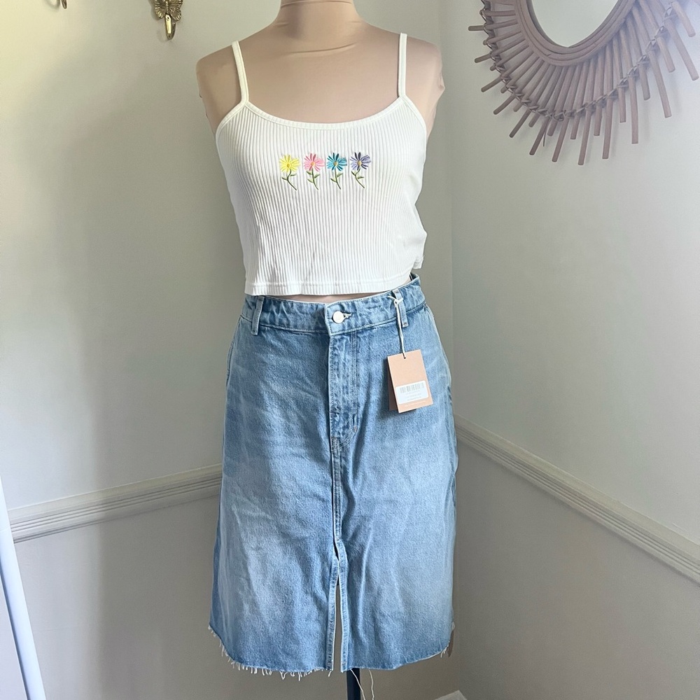 Reformation Dyani Light‎ Wash Denim Midi Skirt Size 31
